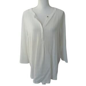 Liz Claiborne Women's White 3/4 Sleeve Rayon Blend Shirt Size XL
